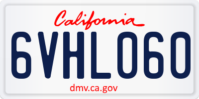 CA license plate 6VHL060