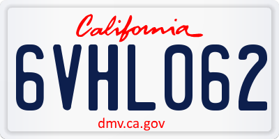 CA license plate 6VHL062