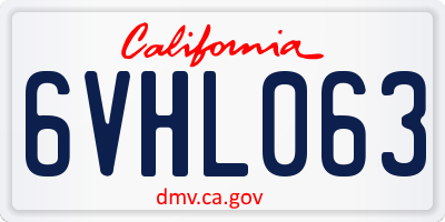 CA license plate 6VHL063