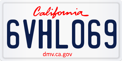 CA license plate 6VHL069