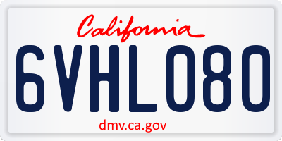 CA license plate 6VHL080