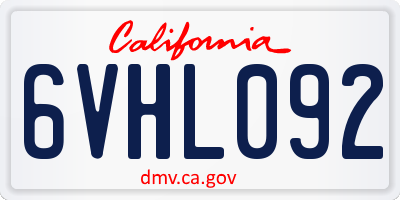 CA license plate 6VHL092