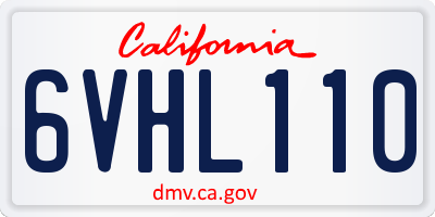 CA license plate 6VHL110
