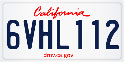 CA license plate 6VHL112
