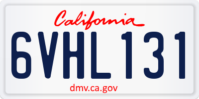 CA license plate 6VHL131