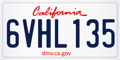 CA license plate 6VHL135