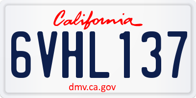 CA license plate 6VHL137