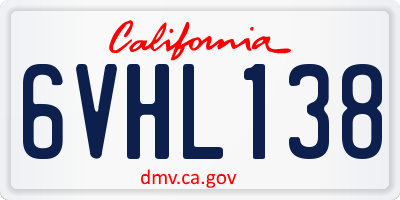 CA license plate 6VHL138