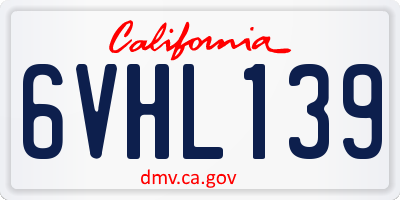 CA license plate 6VHL139