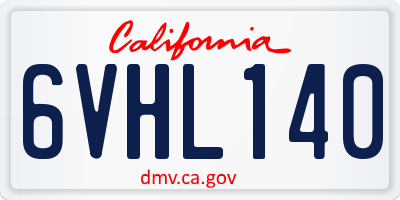 CA license plate 6VHL140