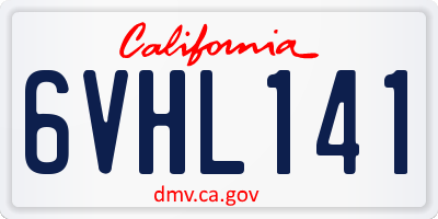 CA license plate 6VHL141