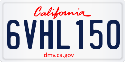 CA license plate 6VHL150