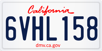 CA license plate 6VHL158