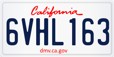 CA license plate 6VHL163