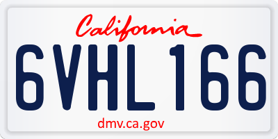 CA license plate 6VHL166