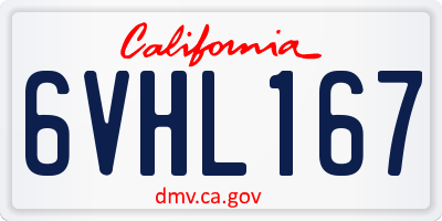 CA license plate 6VHL167