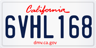 CA license plate 6VHL168