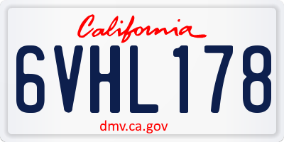 CA license plate 6VHL178