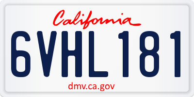 CA license plate 6VHL181