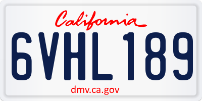 CA license plate 6VHL189