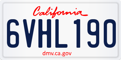 CA license plate 6VHL190