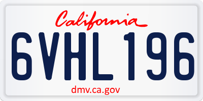 CA license plate 6VHL196