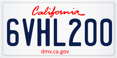 CA license plate 6VHL200