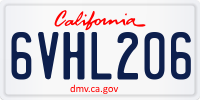 CA license plate 6VHL206