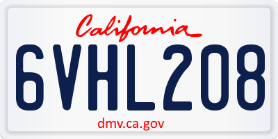 CA license plate 6VHL208