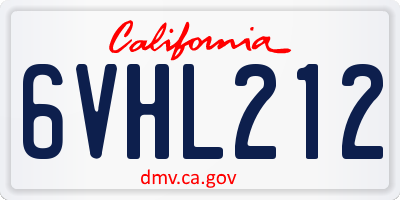 CA license plate 6VHL212