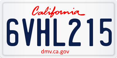 CA license plate 6VHL215
