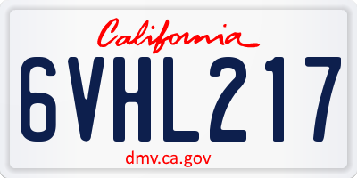 CA license plate 6VHL217