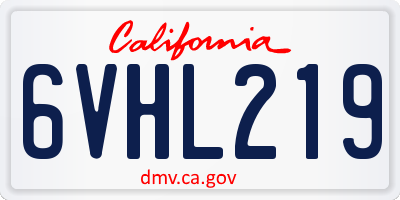 CA license plate 6VHL219