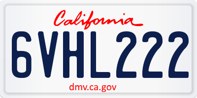 CA license plate 6VHL222