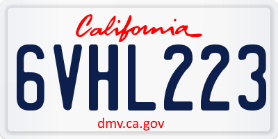 CA license plate 6VHL223