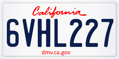 CA license plate 6VHL227