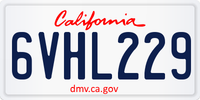 CA license plate 6VHL229