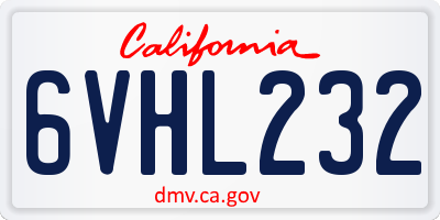 CA license plate 6VHL232