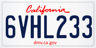 CA license plate 6VHL233