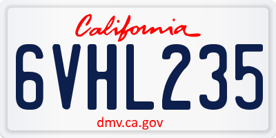 CA license plate 6VHL235