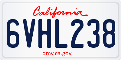 CA license plate 6VHL238