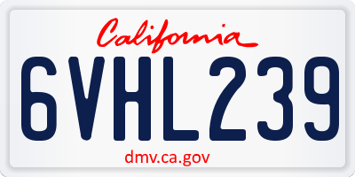CA license plate 6VHL239