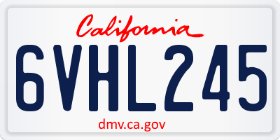 CA license plate 6VHL245