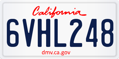 CA license plate 6VHL248