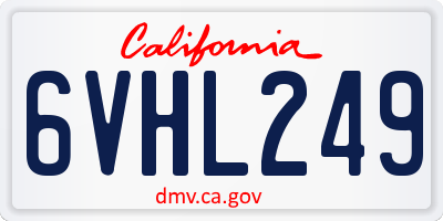 CA license plate 6VHL249