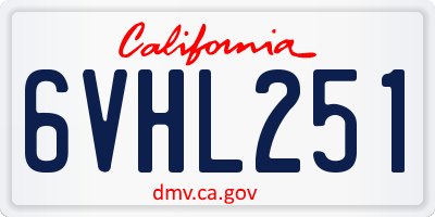 CA license plate 6VHL251