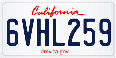 CA license plate 6VHL259
