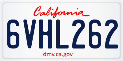 CA license plate 6VHL262