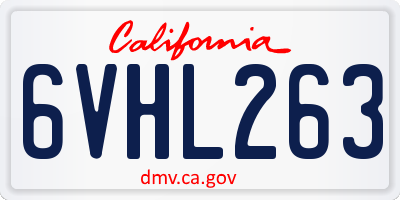 CA license plate 6VHL263
