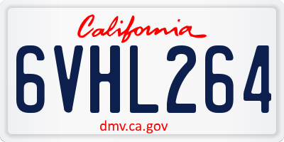 CA license plate 6VHL264